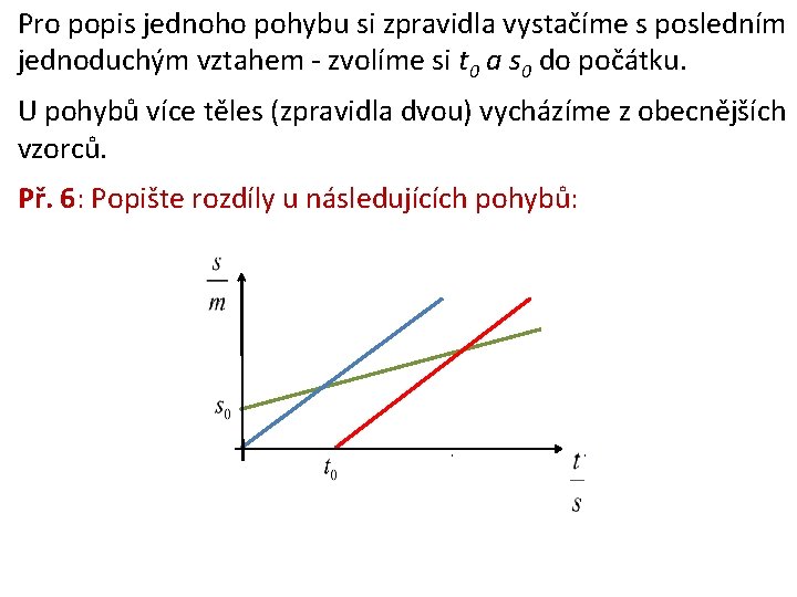 Pro popis jednoho pohybu si zpravidla vystačíme s posledním jednoduchým vztahem - zvolíme si