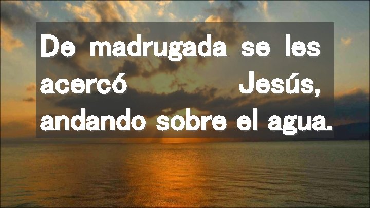 De madrugada se les acercó Jesús, andando sobre el agua. 