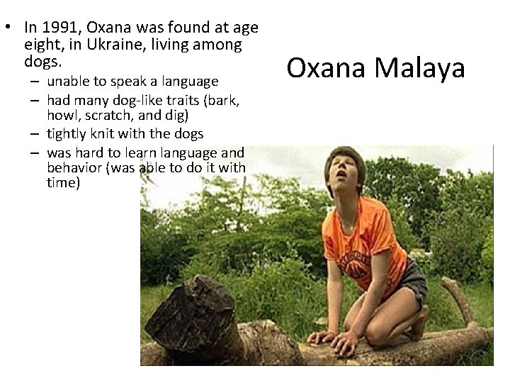  • In 1991, Oxana was found at age eight, in Ukraine, living among