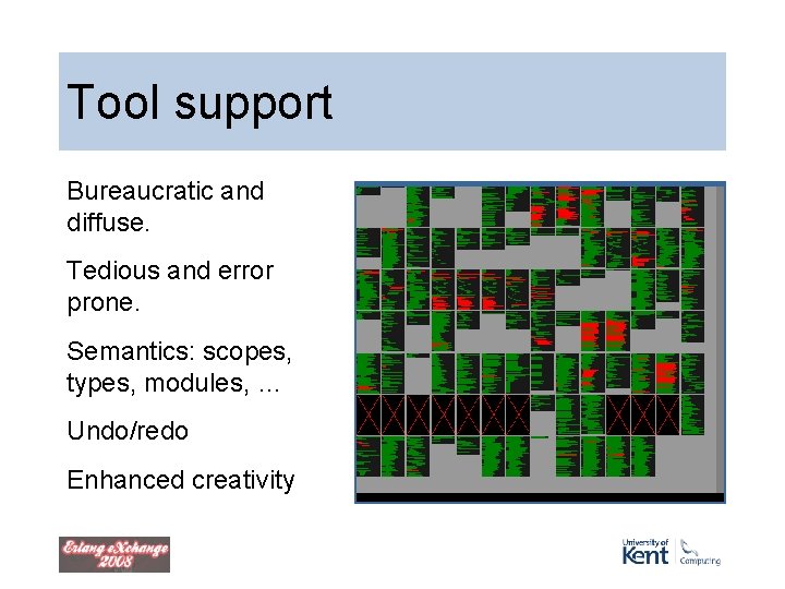 Tool support Bureaucratic and diffuse. Tedious and error prone. Semantics: scopes, types, modules, … Tool support Bureaucratic and diffuse. Tedious and error prone. Semantics: scopes, types, modules, …