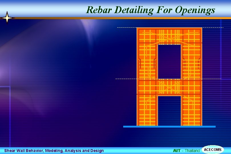 Rebar Detailing For Openings Shear Wall Behavior, Modeling, Analysis and Design AIT - Thailand