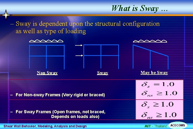What is Sway … – Sway is dependent upon the structural configuration as well