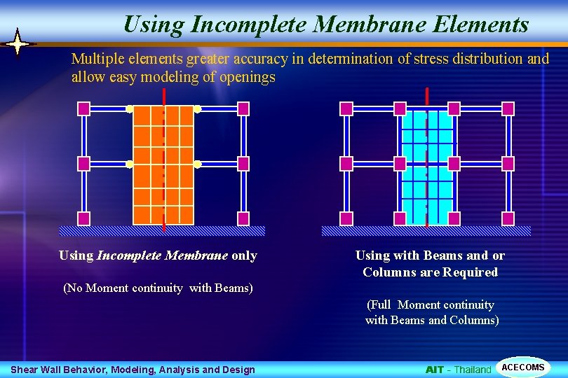 Using Incomplete Membrane Elements Multiple elements greater accuracy in determination of stress distribution and