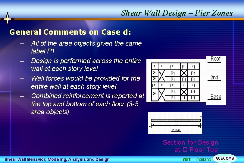 Shear Wall Design – Pier Zones General Comments on Case d: – – All