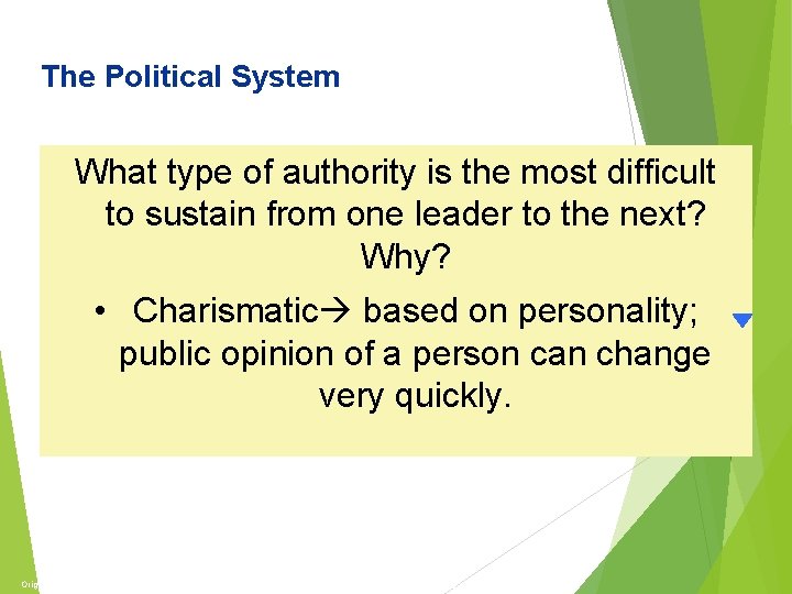 The Economy and Politics The Political System What type of authority is the most