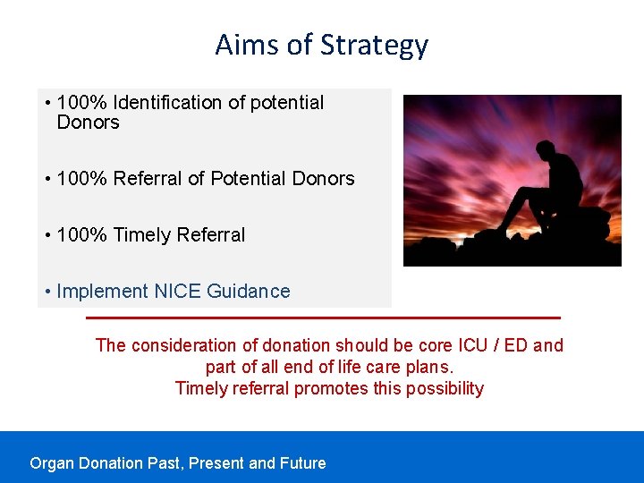 Aims of Strategy • 100% Identification of potential Donors • 100% Referral of Potential Aims of Strategy • 100% Identification of potential Donors • 100% Referral of Potential