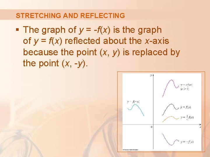 STRETCHING AND REFLECTING § The graph of y = -f(x) is the graph of