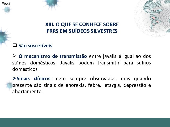 PRRS XIII. O QUE SE CONHECE SOBRE PRRS EM SUÍDEOS SILVESTRES q São suscetíveis