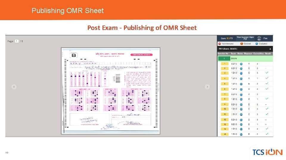 Publishing OMR Sheet Post Exam - Publishing of OMR Sheet 10 Publishing OMR Sheet Post Exam - Publishing of OMR Sheet 10