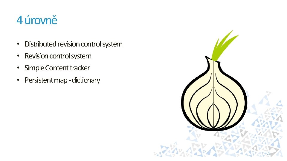 4 úrovně • • Distributed revision control system Revision control system Simple Content tracker