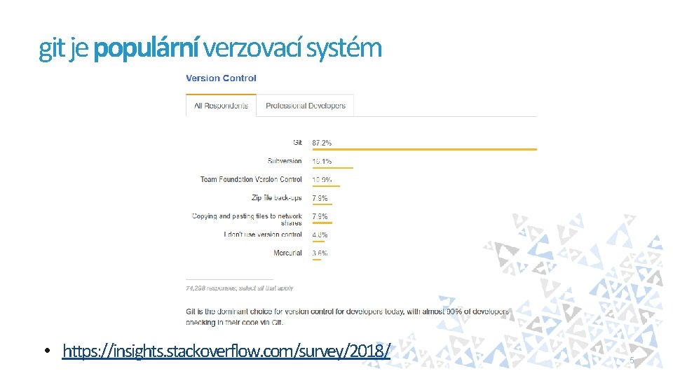 git je populární verzovací systém • https: //insights. stackoverflow. com/survey/2018/ 5 