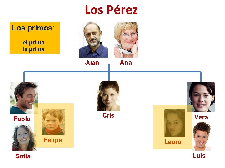 Los Pérez Los primos: el primo la prima Ana Juan Cris Pablo Felipe Sofía