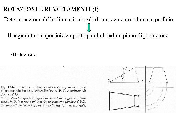 ROTAZIONI E RIBALTAMENTI (I) Determinazione delle dimensioni reali di un segmento od una superficie ROTAZIONI E RIBALTAMENTI (I) Determinazione delle dimensioni reali di un segmento od una superficie