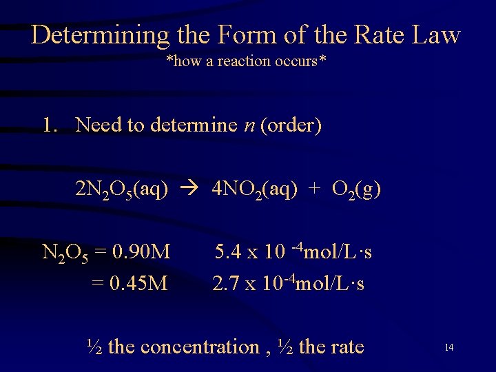 Determining the Form of the Rate Law *how a reaction occurs* 1. Need to