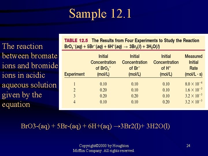 Sample 12. 1 The reaction between bromate ions and bromide ions in acidic aqueous