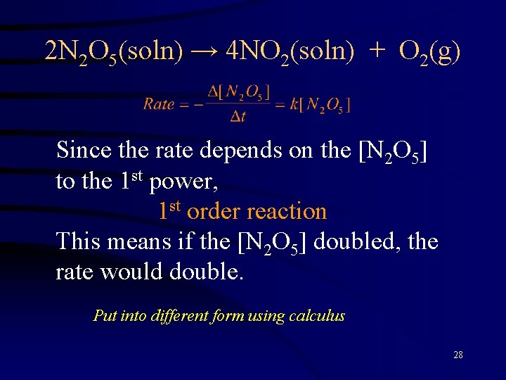 2 N 2 O 5(soln) → 4 NO 2(soln) + O 2(g) Since the