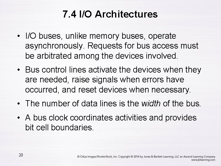 7. 4 I/O Architectures • I/O buses, unlike memory buses, operate asynchronously. Requests for