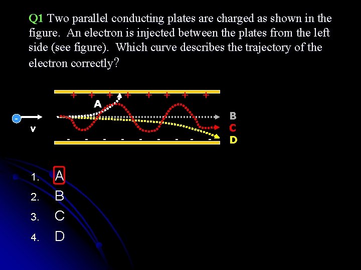 Q 1 Two parallel conducting plates are charged as shown in the figure. An Q 1 Two parallel conducting plates are charged as shown in the figure. An
