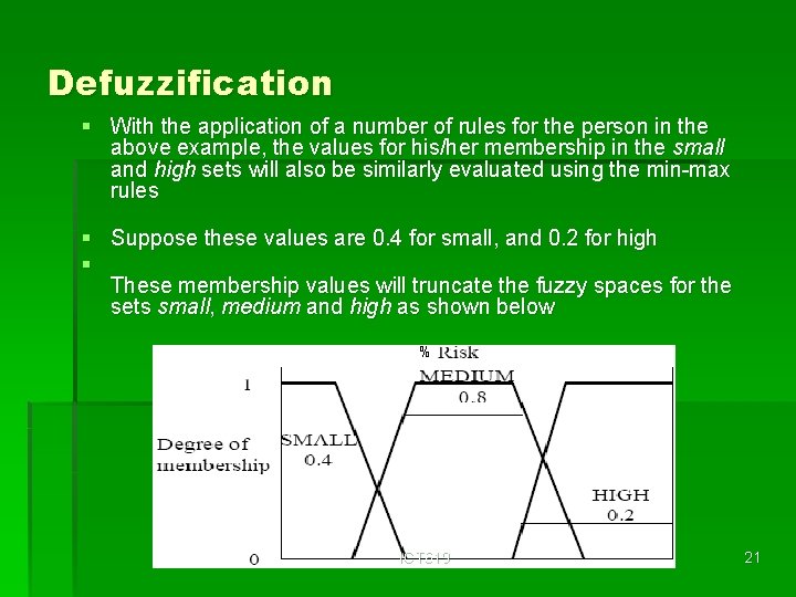 Defuzzification § With the application of a number of rules for the person in