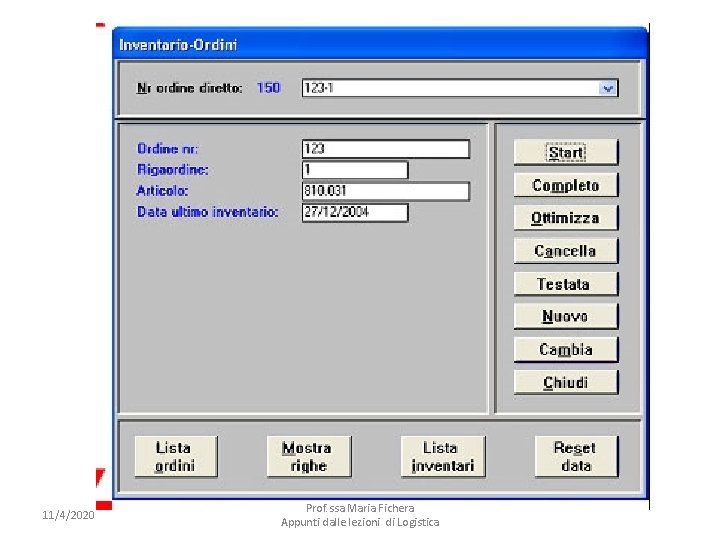 11/4/2020 Prof. ssa Maria Fichera Appunti dalle lezioni di Logistica 
