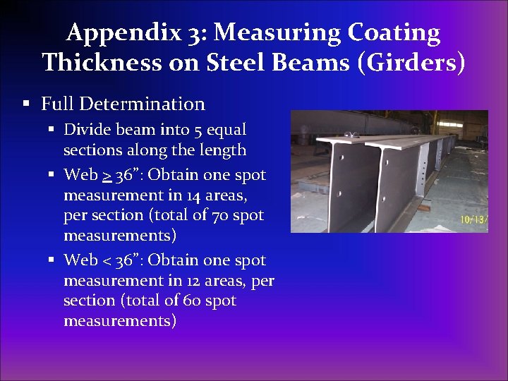Appendix 3: Measuring Coating Thickness on Steel Beams (Girders) § Full Determination § Divide