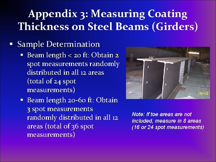 Appendix 3: Measuring Coating Thickness on Steel Beams (Girders) § Sample Determination § Beam