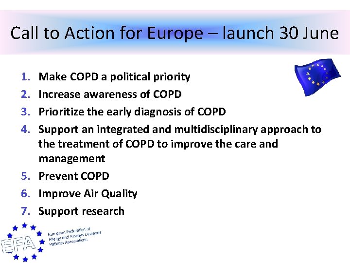 Call to Action for Europe – launch 30 June 1. 2. 3. 4. Make