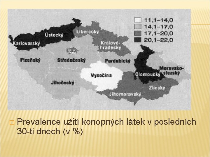 � Prevalence užití konopných látek v posledních 30 -ti dnech (v %) 