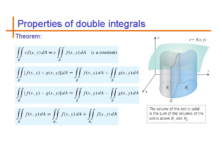 Properties of double integrals Theorem: 