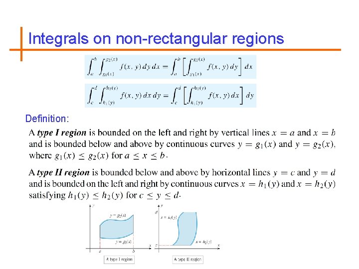 Integrals on non-rectangular regions Definition: 