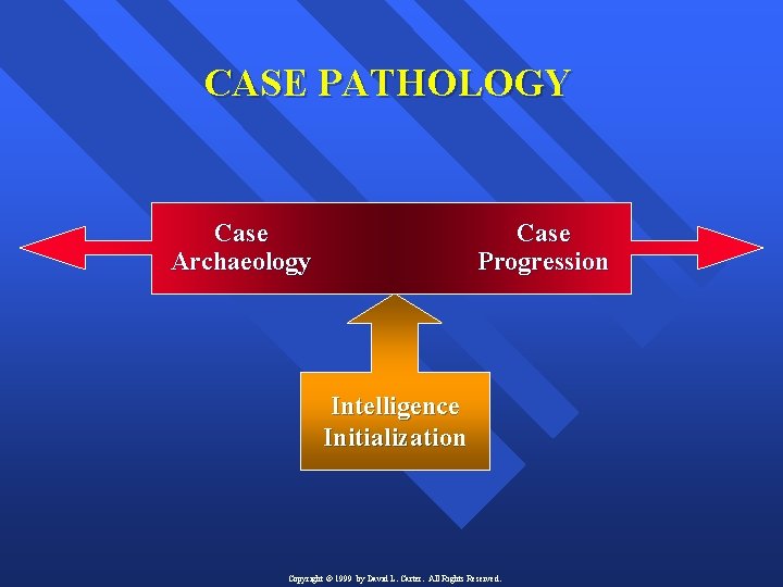 CASE PATHOLOGY Case Archaeology Case Progression Intelligence Initialization Copyright © 1999 by David L.