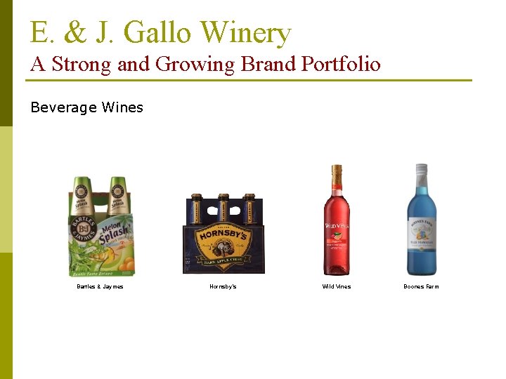 E. & J. Gallo Winery A Strong and Growing Brand Portfolio Beverage Wines Bartles E. & J. Gallo Winery A Strong and Growing Brand Portfolio Beverage Wines Bartles