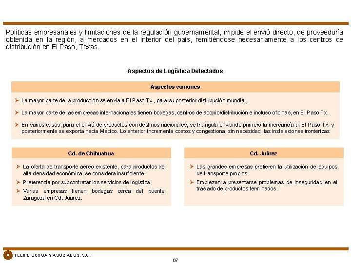 Políticas empresariales y limitaciones de la regulación gubernamental, impide el envió directo, de proveeduría