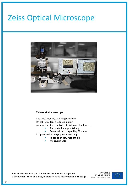 Zeiss Optical Microscope Zeiss optical microscope 5 x, 10 x, 20 x, 50 x,