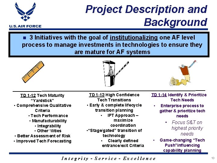 Project Description and Background 3 Initiatives with the goal of institutionalizing one AF level