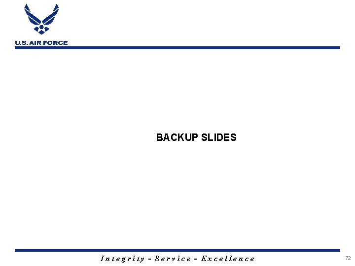 BACKUP SLIDES Integrity - Service - Excellence 72 
