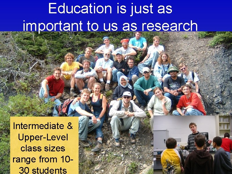 Education is just as important to us as research Intermediate & Upper-Level class sizes