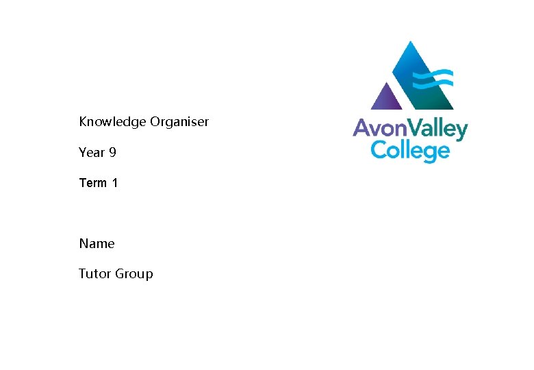Knowledge Organiser Year 9 Term 1 Name Tutor Group Knowledge Organiser Year 9 Term 1 Name Tutor Group