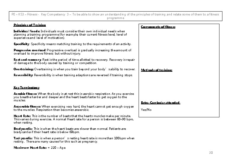 PE – KS 3 – Fitness - Key Competency 3 – To be able PE – KS 3 – Fitness - Key Competency 3 – To be able