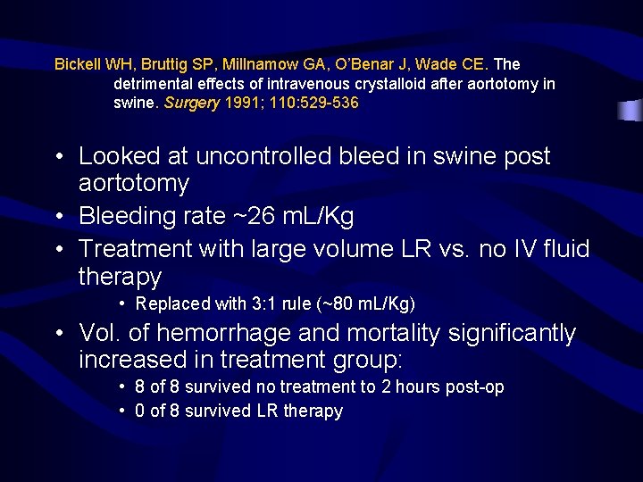 Bickell WH, Bruttig SP, Millnamow GA, O’Benar J, Wade CE. The detrimental effects of