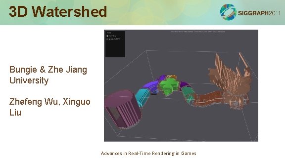 3 D Watershed Bungie & Zhe Jiang University Zhefeng Wu, Xinguo Liu Advances in