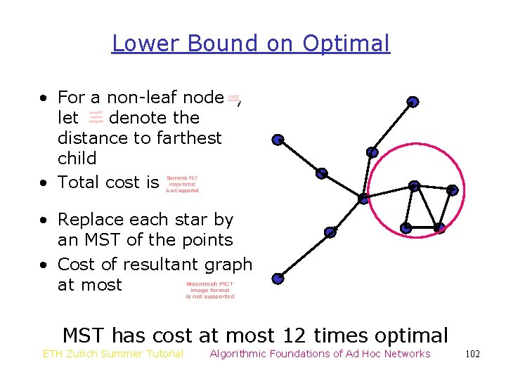 Lower Bound on Optimal • For a non-leaf node , let denote the distance