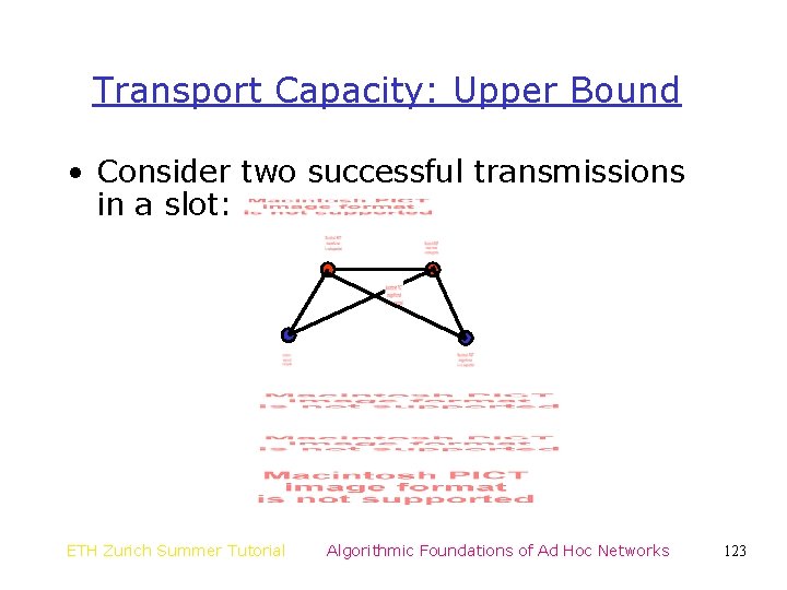 Transport Capacity: Upper Bound • Consider two successful transmissions in a slot: ETH Zurich