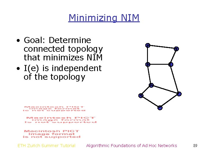 Minimizing NIM • Goal: Determine connected topology that minimizes NIM • I(e) is independent