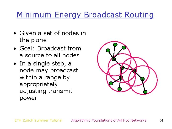 Minimum Energy Broadcast Routing • Given a set of nodes in the plane •