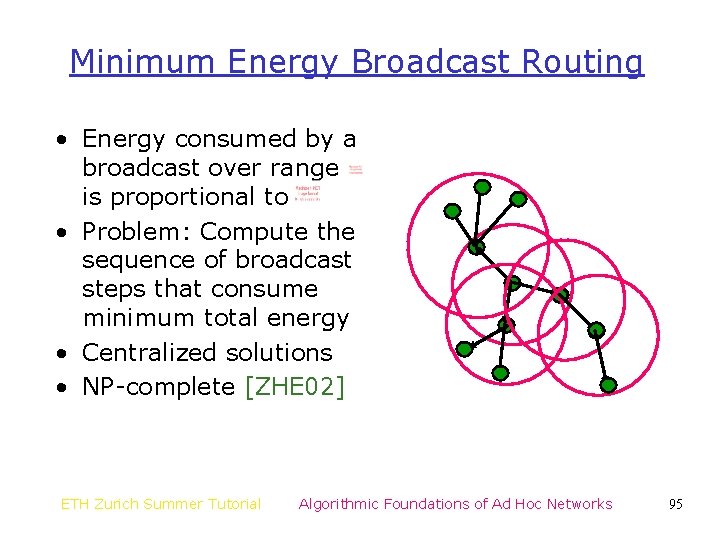 Minimum Energy Broadcast Routing • Energy consumed by a broadcast over range is proportional