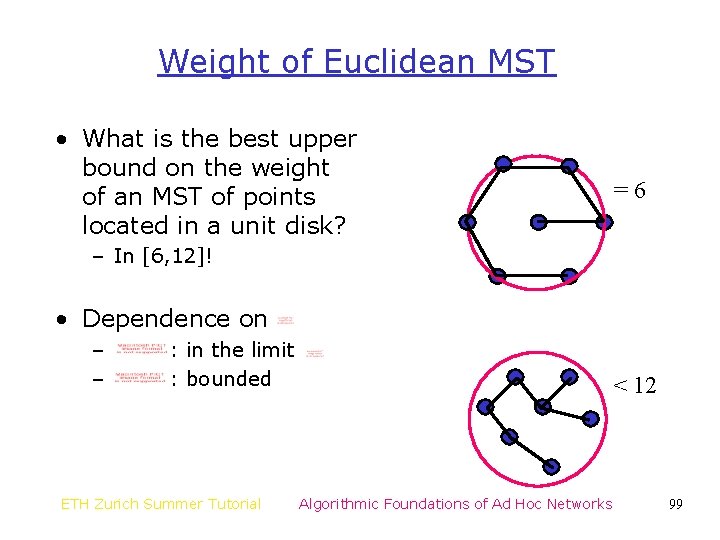 Weight of Euclidean MST • What is the best upper bound on the weight