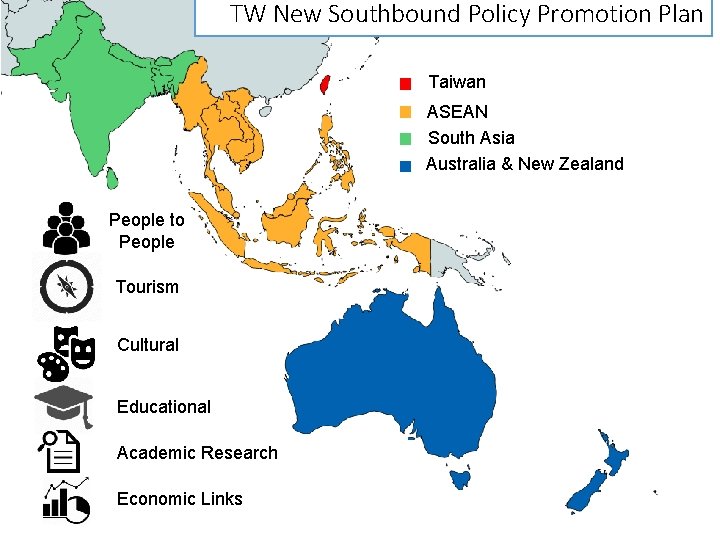 TW New Southbound Policy Promotion Plan Taiwan ASEAN South Asia Australia & New Zealand