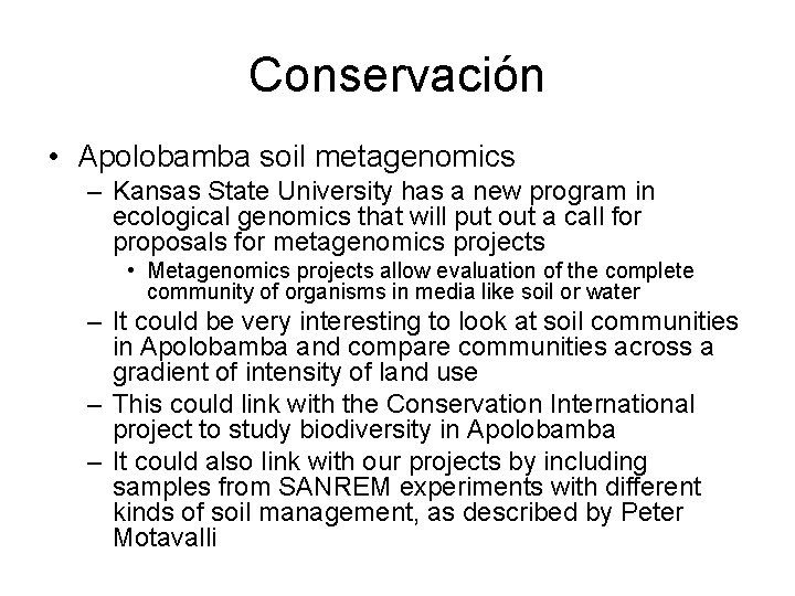 Conservación • Apolobamba soil metagenomics – Kansas State University has a new program in