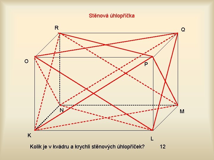 Stěnová úhlopříčka R Q O P N K Kolik je v kvádru a krychli